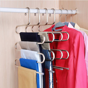 Multilayer Stainless Steel Clothes Hangers S Shape Pants Storage Hangers Clothes Storage Rack Household Storage Cloth Hanger