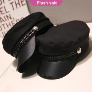 Flash Sale Leather Hat Sailor Hats Flat Top Captain Cap Travel Cadet Hat