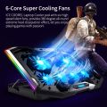 ICE COOREL Gaming Laptop Cooler RGB 6 Silent LED Fans Powerful Air Flow Portable Adjustable. 