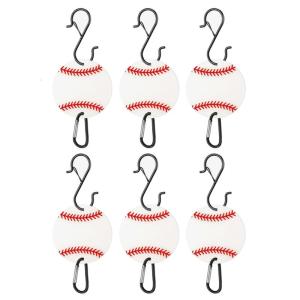 Set Of 6 Baseball Theme Fence Hooks For Hanging Backpacks Helmets And Water Bottles Dugout Organizers Sports Lover Gift