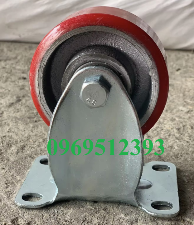 Bánh xe đẩy công nghiệp PU lõi gang tải trung mặt bích D75, D100, D125 ...