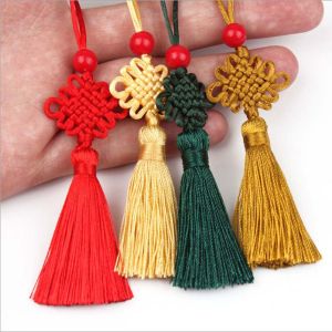 PENGQ Tassel Hanging Chinese Knot Hanging Decoration Pendant Jewelry Making Accessories Home Decor DIY Craft Curtain Charms Tassel Chinese Knot Pendant Chinese Knot Silk Tassel Pendant