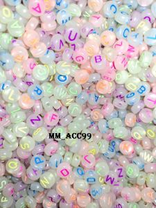 MOTE ABJAD BULAT GEPENG GLOW IN THE DARK DIAMETER 6MM 1 PON / MOTE HURUF GLOW IN THE DARK