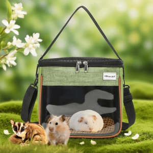 GONLUEZ Breathable Mesh Small Pet Carrier Bag Clear Window Top Opening Outdoor Bird Pouch  Nylon Pet Cage Handbag Travel Use