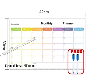 SG Stock | Fast Shipping | A3 Size Magnetic Whiteboard Weekly Planner with Marker | Kids Refrigerator Calendar & Message Board