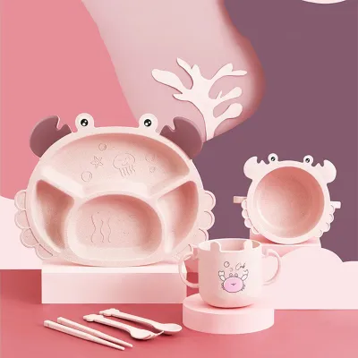 6pcs Baby Tableware 6-piece set Creative Whale Crab Dinner Plate Cute Cartoon Plates