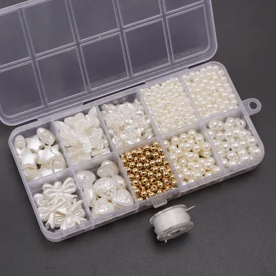 10 Grid ABS Pearl Beads Set Box About 800pcs/box Mixed Pearl Spacer Beads Set for DIY Necklace Bracelet Earring Crafting ewelry Making Beads Accessories