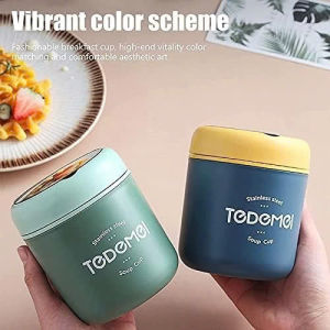 Bình Ủ Cháo Giữ Nhiệt TEDEMEI Kiểu Hàn Lõi Inox 304 Giữ Nhiệt Siêu Lâu Tặng Kèm Muỗng 530ml