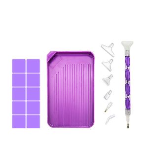 YUBAGUANB 5D DIY Diamond Painting Tools Set Art Tool Craft Drill Plate Tool Set Cross Stitch Purple Diamond Embroidery Tray Kits Bedroom