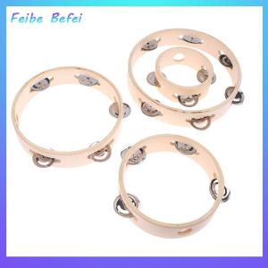 [Feibe Befei] 4 6 7 8 10Inch Hand Drums Toys Education Orff Musical Instrument Tambourine Hand Cranked Bell Single Row Wooden Tambourine Rings