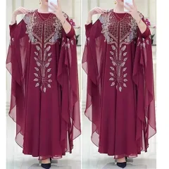 MD Plus Size Dresses For Women African Dashiki Chiffon Gown 2022 Autumn  Long Sleeve Elegant Evening Dress Dubai Turkey Abayas - African Boutique