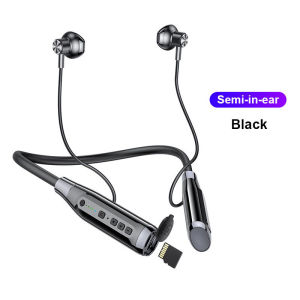 100 Hours Play Music Sports Earphone Neck-Mounted Wireless with Microphone Noise Reduction Magnetic Binaural 9D Stereo Sound Extra Bass IPX5 Sweat-Proof Waterproof