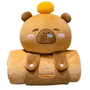 Double Use Plush Doll Folding Air Conditioning Blanket Pillow Car Interior Cushions2 in 1 Quilts Office Naping Artifact