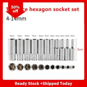 🔥🔥🔥pheebss 11ชิ้น1 4นิ้วตัวชี้วัดไดรฟ์ยาวโครเมี่ยมตั้งซ็อกเก็ตลึก6จุด4-14มม
