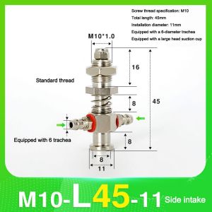 CHUN053634 1Pcs M10 Giá đỡ cốc hút chân không Lỗ hút gió bên hông Loại T Thanh hút chân không Đầu to Giá đỡ chân đế hút chân không Phụ kiện máy thao tác khí nén