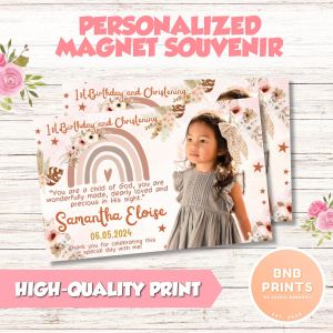 PINK BOHO RAINBOW REF MAGNET- CUSTOMIZED ATM SIZE WITH PACKAGING AND HEADER TAG