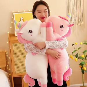 2025 Large Unicorn Long Pillow Plush Toy Pillow Sleep with Face Down Doll Leg-Supporting Doll Cute Female Birthday Present