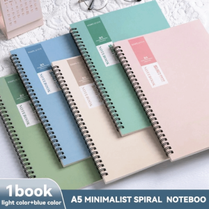 BRMU4 Double Coil Design Spiral Notebook Thick Paper 60 Sheets A5 Notebook Practical Lined Inner Pages Student Notebook School Study