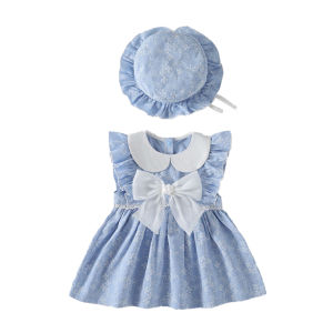 lontakids Baby Girls Ruffle Sleeve Gown Dress Summer Beach Sundress Newborn Infant Hawaiian Style Lace Princess Dresses Photo Shoot Outfit with Hat