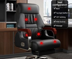 JUANS HOME Computer Massage Chair Office Leather Boss Chair with Lift Swivel