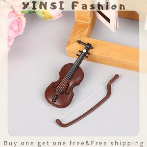 YINSI Mini Miniature Violin Simulation Violin Handmade Desktop Violin Decoration Odorless Doll House Accessories