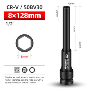 【Ready Stock】1pcs 1/2 inch Extra Long 128mm Impact Wrench Hex Socket 8 / 10 mm Power Tools Adapter