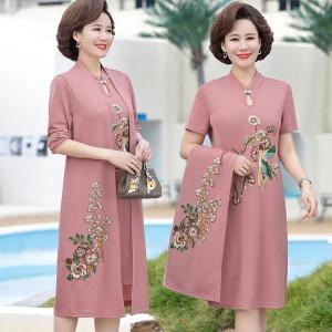 New Arrival Mother-in-Law Wedding Clothes Mom Spring High-End Dress Female Summer Middle-Aged and Elderly Temperament Long Dress Western Style Two-Piece Suit High Quality Fashionable