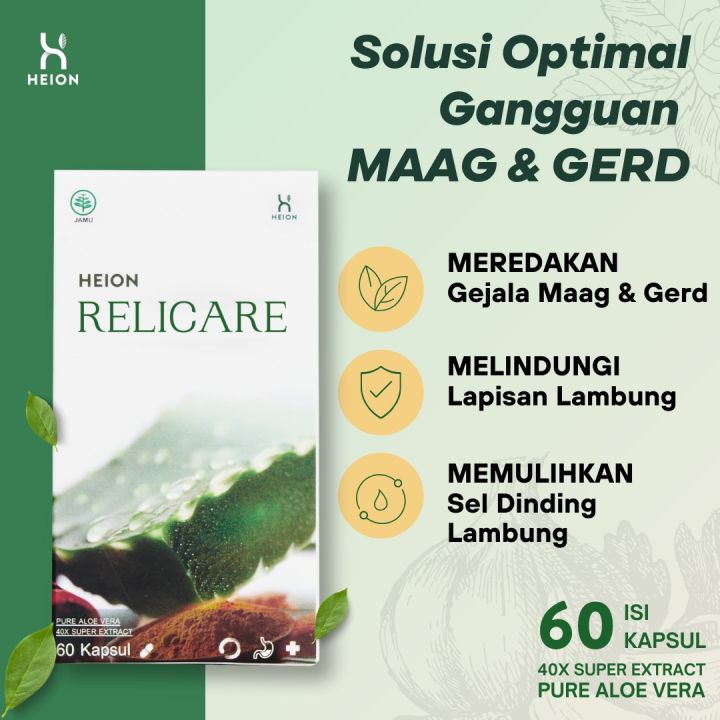 Heion Relicare 60 KAPSUL - Solusi Ampuh Asam Lambung , Maag , dan Gerd BPOM HERBAL ALAMI Penurun Asam Lambung Obat Herbal Lambung