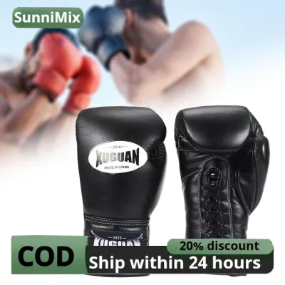 Boxing Gloves Lace up Comfortable Wrist Support Professional Punching Heavy Bag Mitts for Muay Thai Competition Kickboxing