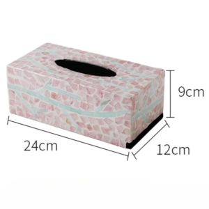 FFBH Rectangular Tissue Storage Luxury Shell Tissue Boxes Aesthetic Bathroom Napkin Case Elegant Pull Out Decorative Napkin Cases 9N5Q1