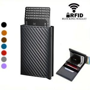 Premium Carbon Fiber RFID Wallet - Anti-Theft Aluminum Alloy Card Holder for Men.