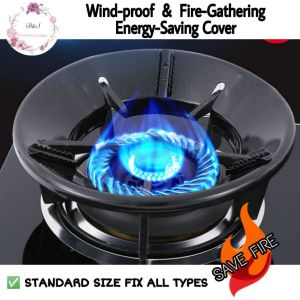 in stock-local sale High quality Non-Rust Wind-proof Energy Saving Gas stove cover Black Enamel Durable Kompor Gas  Windproof cover energy-saving cover for gas stoves concentrates fire and saves gas
