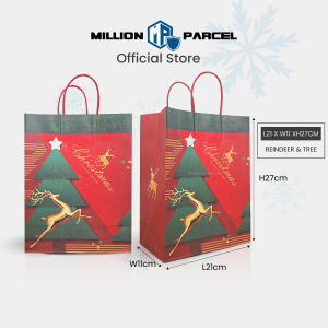 MillionParcel Christmas Paper Bag | Christmas Gift Bag | Christmas Bag | Gift Bags | Christmas Goodie Bag | Xmas Bag