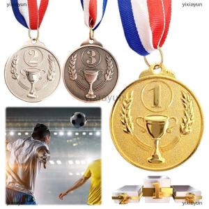 [COD] yixiayun 1Pcs 2 Bronze Award Medal Zinc Alloy Round Winner Medals With Neck Ribbon 1st 2nd 3rd Prizes Winner Prize Present