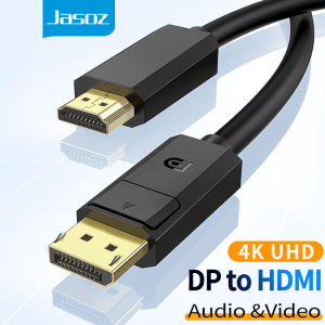 Jasoz DP to HDMI Cable 4K DisplayPort Male To HDMI Male Audio and Video in Sync For Computer To TV Laptop Monitor
