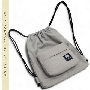 PROMO COD Tas Stringbag/Serut/Gym/Olahraga Motif YOU MAKE ME SMILE Warna hitam kanvas murah semarang