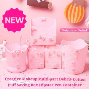 👉READY STOCK👉🇲🇾 Creative Pink Carve Makeup Skin Care Box Rack Holder Organizer Container Pencil Bucket