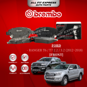 FORD RANGER T6 / T7 2.2 / 3.2 (2012~2018) FRONT (DEPAN) BREMBO BRAKE PAD 100% ORIGINAL AUTHENTIC PRODUCT (PRICE FOR 4 PCS)