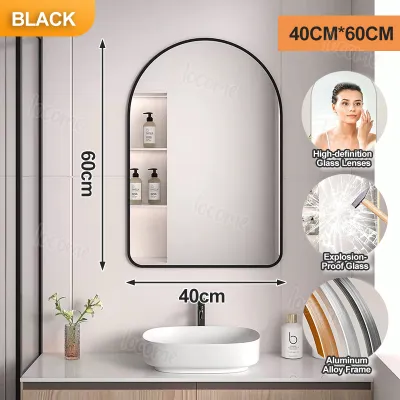 Bathroom mirror Rectangular mirror with shelf Non-Perforated toilet mirror washbasin mirror paste washstand mirror Dressing mirror