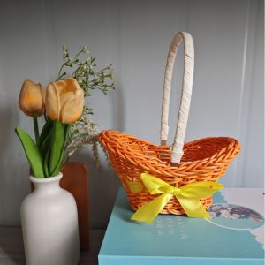 MIRELAE Handwoven Imitation Rattan Handhold Multistyles with Handle Braid Storage Baskets Household Vegetable Fruit Flowers Holder Home Decoration /Restaurant Serving Tabletop Display