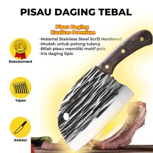 Pisau Daging super Tajam japan pencacah tulang daging serbaguna golok stainless steel baja chef knife serba guna multifungsi