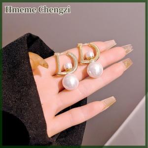 Hmeme 1 Pair Pendant Drop Earrings For Women Girls New Trendy Elegant D-shaped Geometric Ear Buckle Party Jewelry Gifts