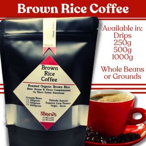 3Brews Premium Organic Ilocano Brown Rice Coffee from Ilocos: Naturally Sugar-Free and Caffeine-Free Just Add Water Coffee for Acid Reflux