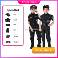 6pcs Set Police Costume for Kids Boy Police Cosplay for Kids Uniform Short Sleeve army costume for kids. 