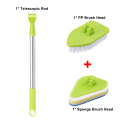 TSTT Multi-Purpose Cleaning Scrub Brush Telescopic Bathtub Cleaner Window Cleaner For Clean Bathroom Kitchen Brush Tile Brush Sponge Brush Floor Brush  Cleaning Tools Set. 