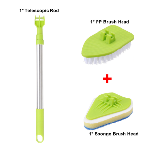 TSTT Multi-Purpose Cleaning Scrub Brush Telescopic Bathtub Cleaner Window Cleaner For Clean Bathroom Kitchen Brush Tile Brush Sponge Brush Floor Brush  Cleaning Tools Set