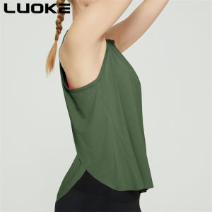 Luoke exercise clothes women Elastic tailcoat beautiful back sleeveless fitness vest womens loose fitting top yoga suit cover up