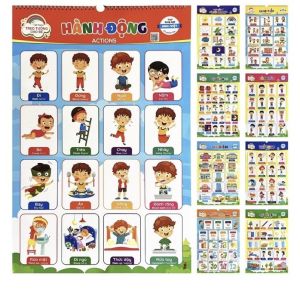 Bộ tranh treo tường cho bé - Song ngữ Anh Việt - 10 chủ đề - Quét mã QR