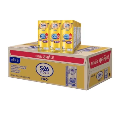 นมกล่อง เอส 26 ยูเอชที โกลด์โปร สูตร 3 (27 กล่อง) ยกลัง x3 S-26 Gold Pro UHT Formula