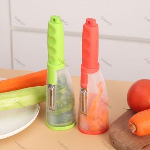 Multifunctional Peeler with Trash Cylinder Fruit Vegetable Slicer with Cylinder Storage